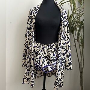 LVF by LA FEE VERTE blue leopard kimono shorts set xs